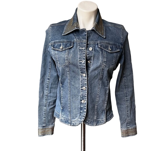 Christine Alexander Jackets & Blazers - Christine Alexander Crystalli Studded Denim Jacket, Sz S